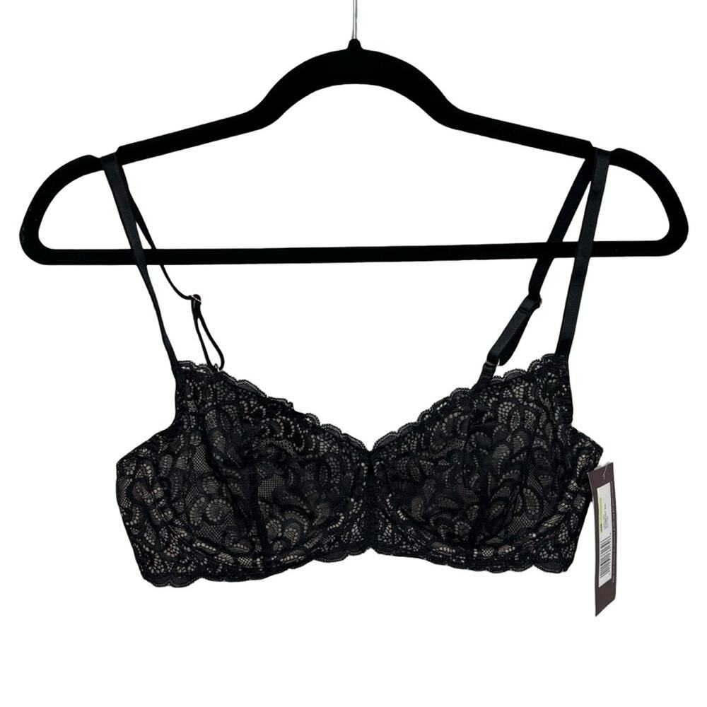 NEW True & Co. Gramercy Balconette Bra in Black Lace - Size 34B